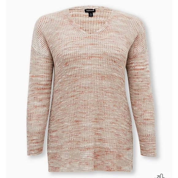 BEIGE & LIGHT PINK SLUB DROP SHOULDER SWEATER - Picture 4 of 6